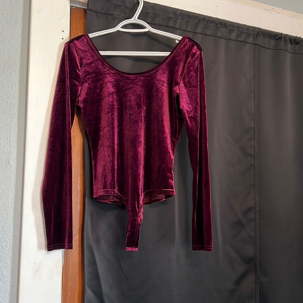 Velvet maroon bodysuit